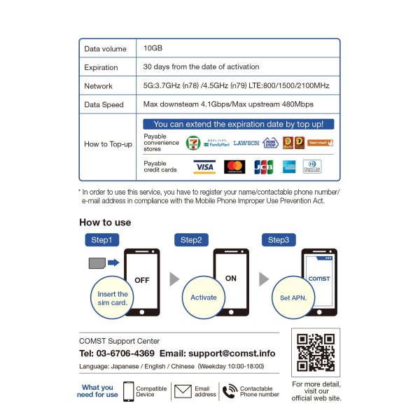画像4: COMSTプリペイド5G/4Gデータ専用SIM 10GB/30日 (4)